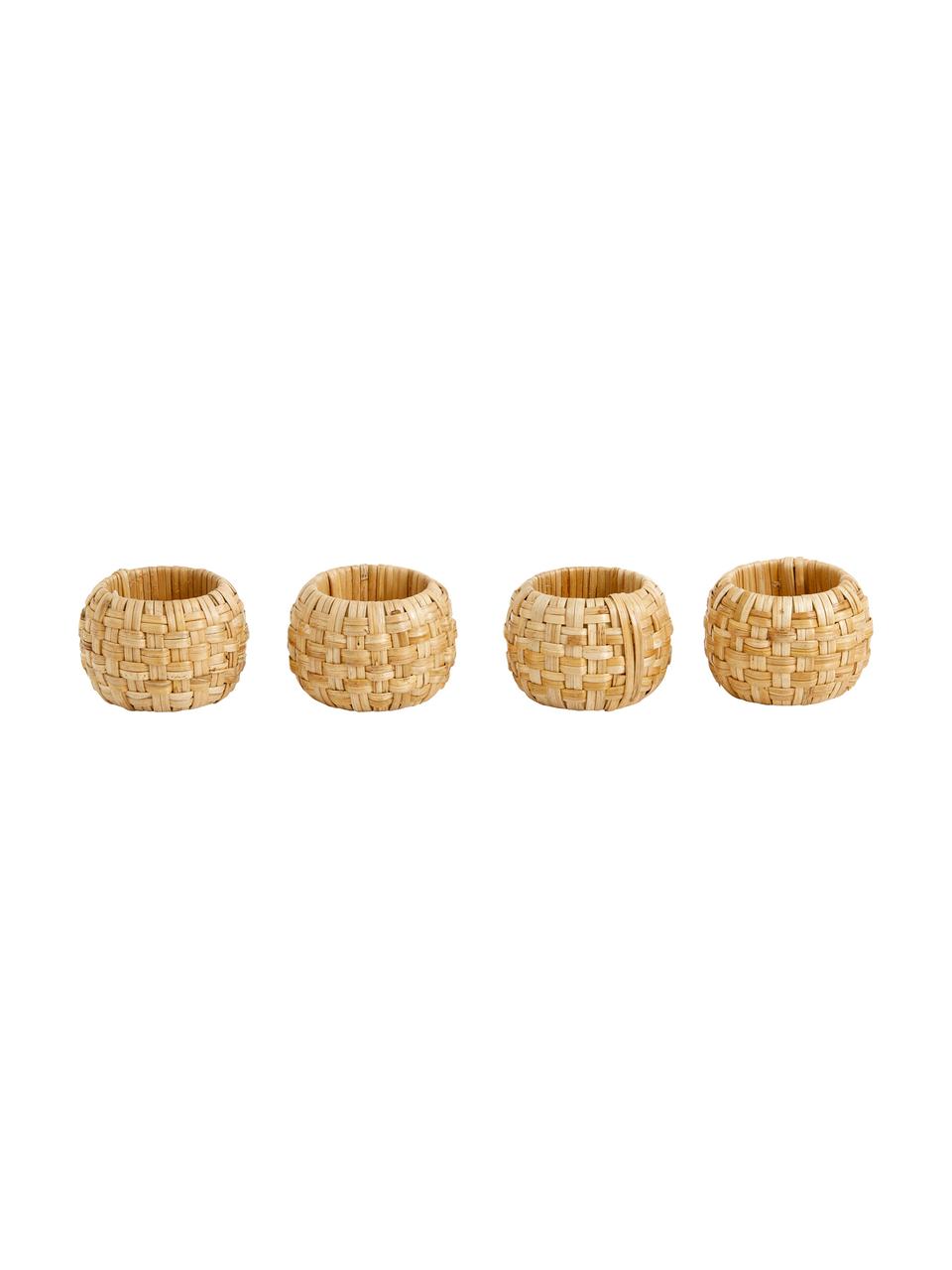 Rond de serviette de table Cane, 4 pièces, Brun, Ø 6 x haut. 4 cm