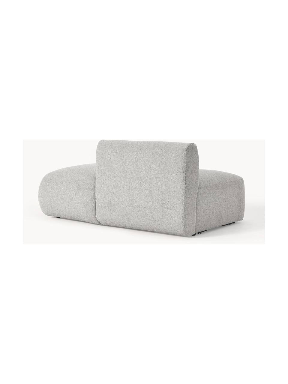 Chaise longue componibile in bouclé Sofia, Rivestimento: bouclé (100% poliestere) , Struttura: legno di abete rosso, tru, Piedini: plastica Questo prodotto , Bouclé grigio chiaro, Larg. 159 x Prof. 103 cm, schienale a sinistra