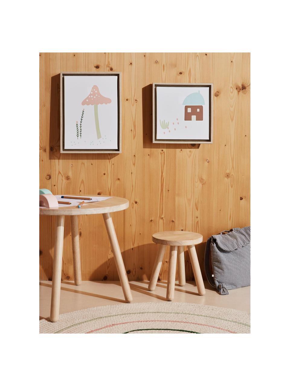 Tabouret enfant Dilcia bois d'hévéa massif hauteur 31 cm