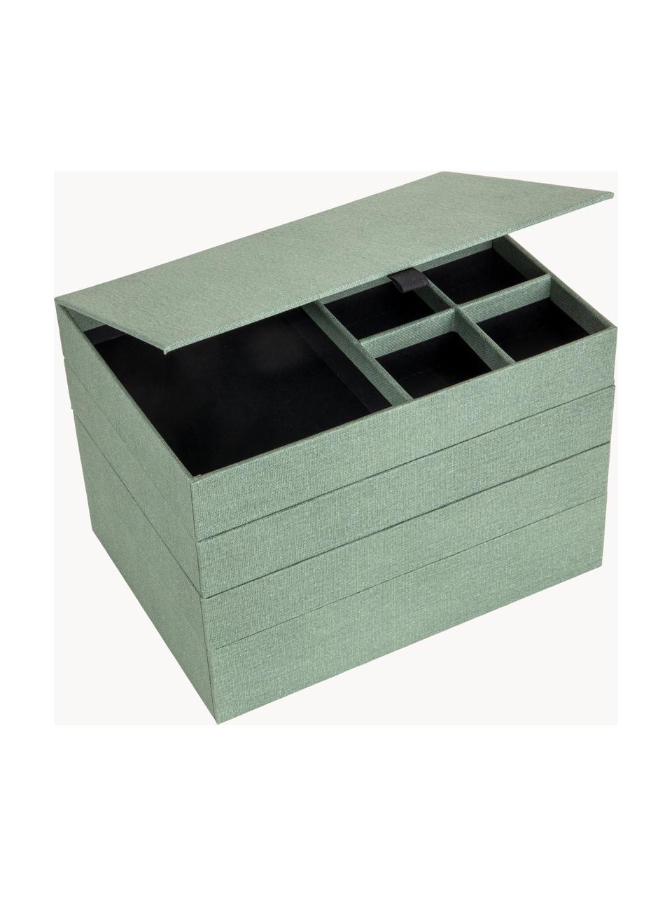 Boîte à bijoux avec fermeture magnétique Precious, Carton rigide, Vert sauge, larg. 27 x prof. 19 cm