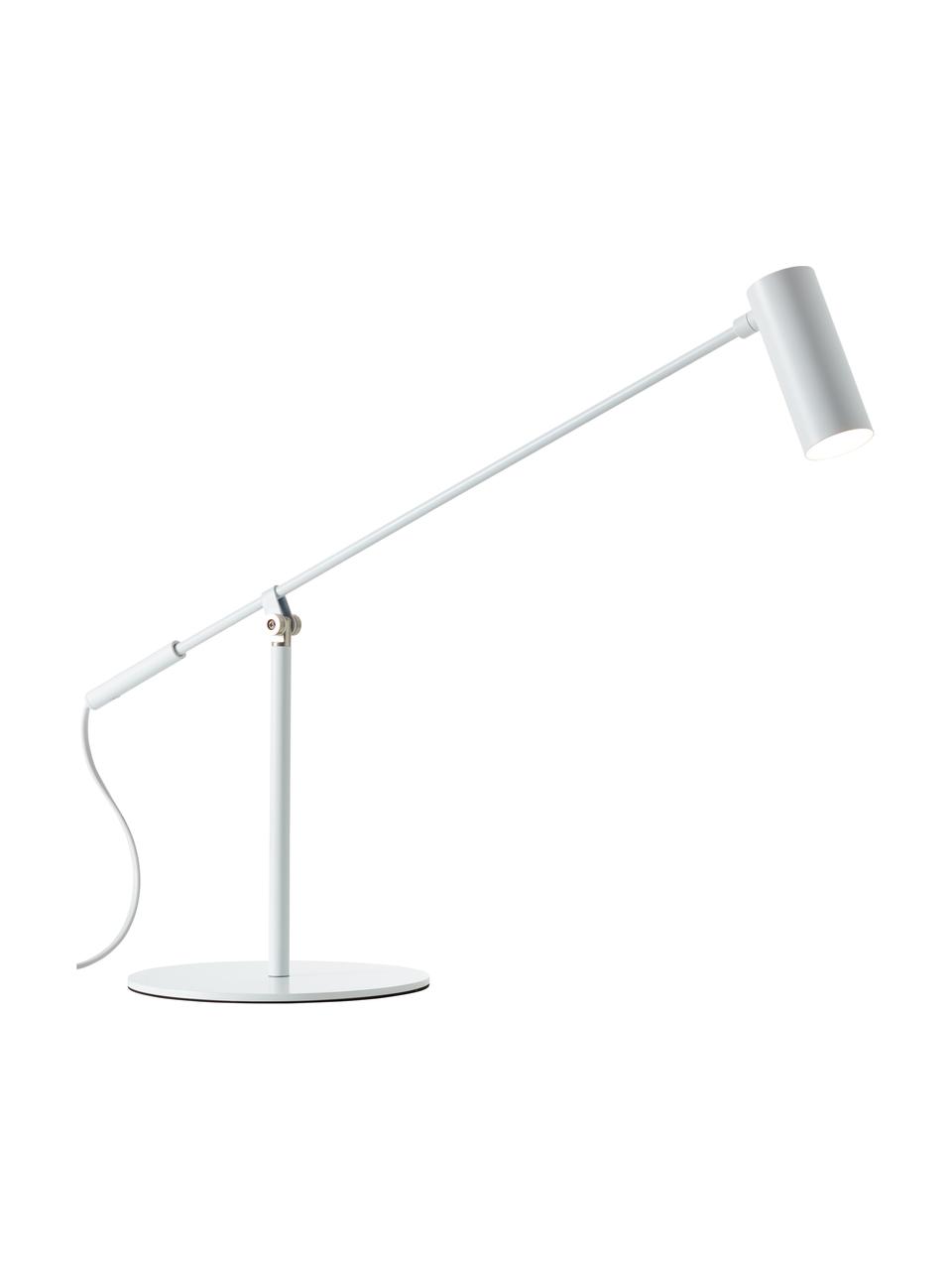 Grote LED bureaulamp Wova, Lampenkap: gecoat metaal, Lampvoet: gecoat metaal, Decoratie: metaal, Wit, B 20 x H 74 cm