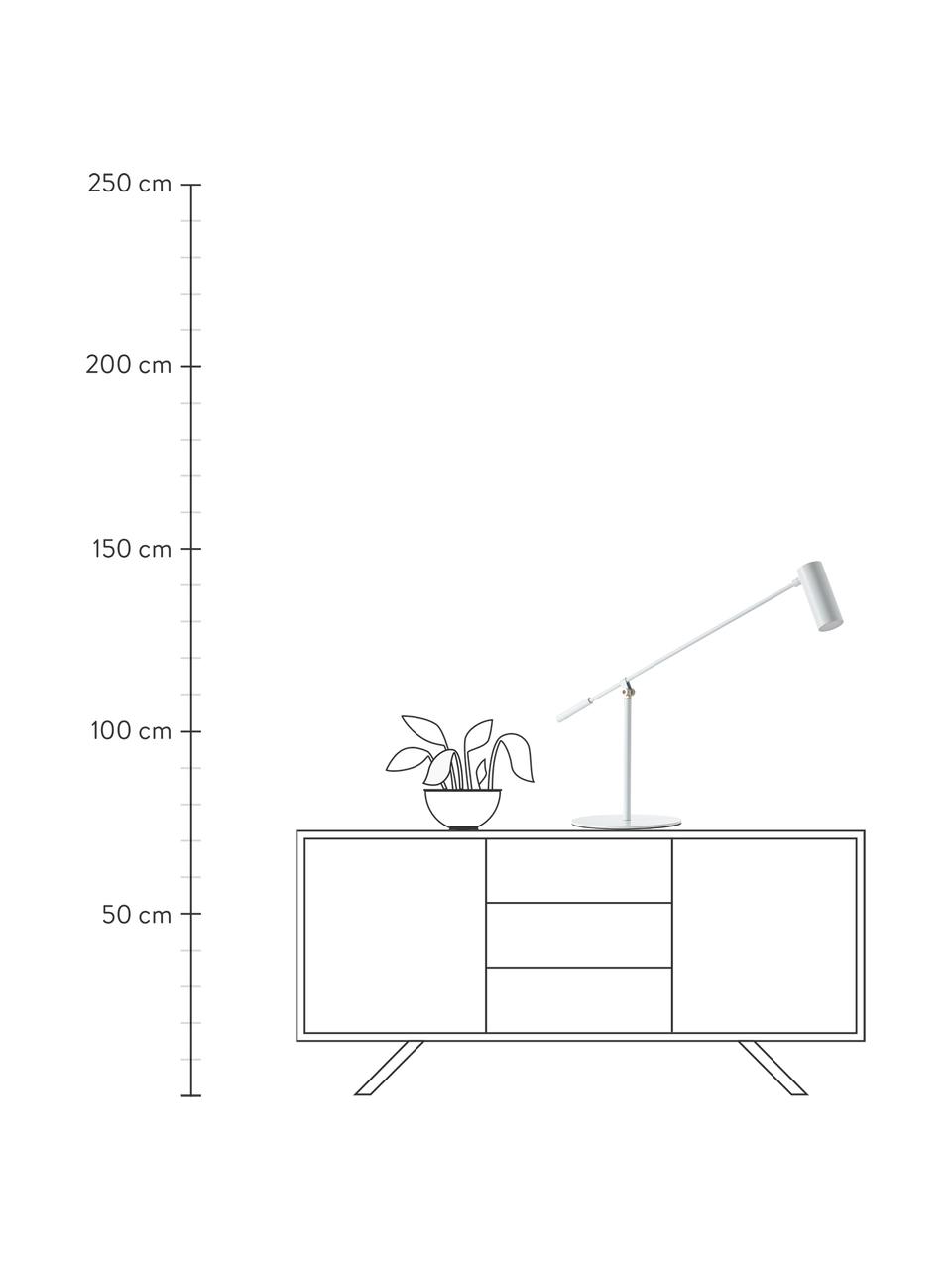 Große LED-Schreibtischlampe Wova, Lampenschirm: Metall, beschichtet, Lampenfuß: Metall, beschichtet, Dekor: Metall, Weiß, B 20 x H 74 cm