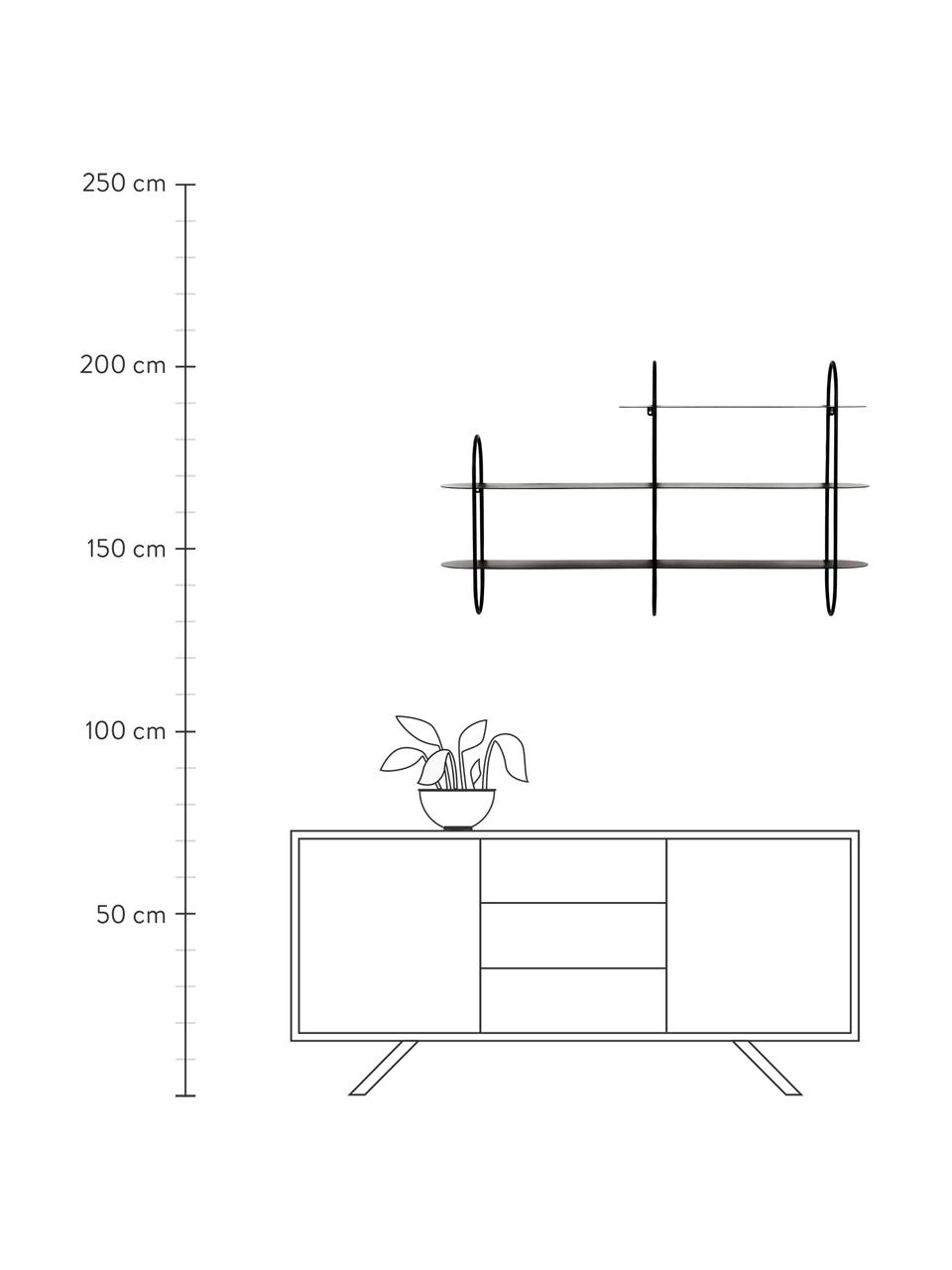 Metall-Wandregal Elly in Schwarz, Metall, beschichtet, Schwarz, 118 x 70 cm