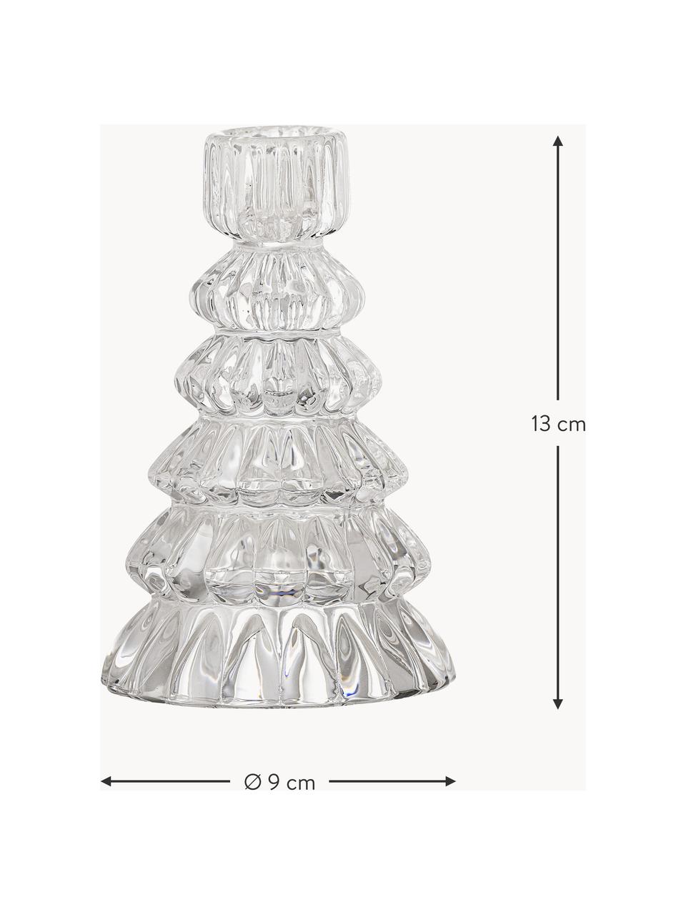 Kerstkandelaar Saynab in de vorm van een dennenboom, Glas, Transparant, Ø 9 x H 13 cm