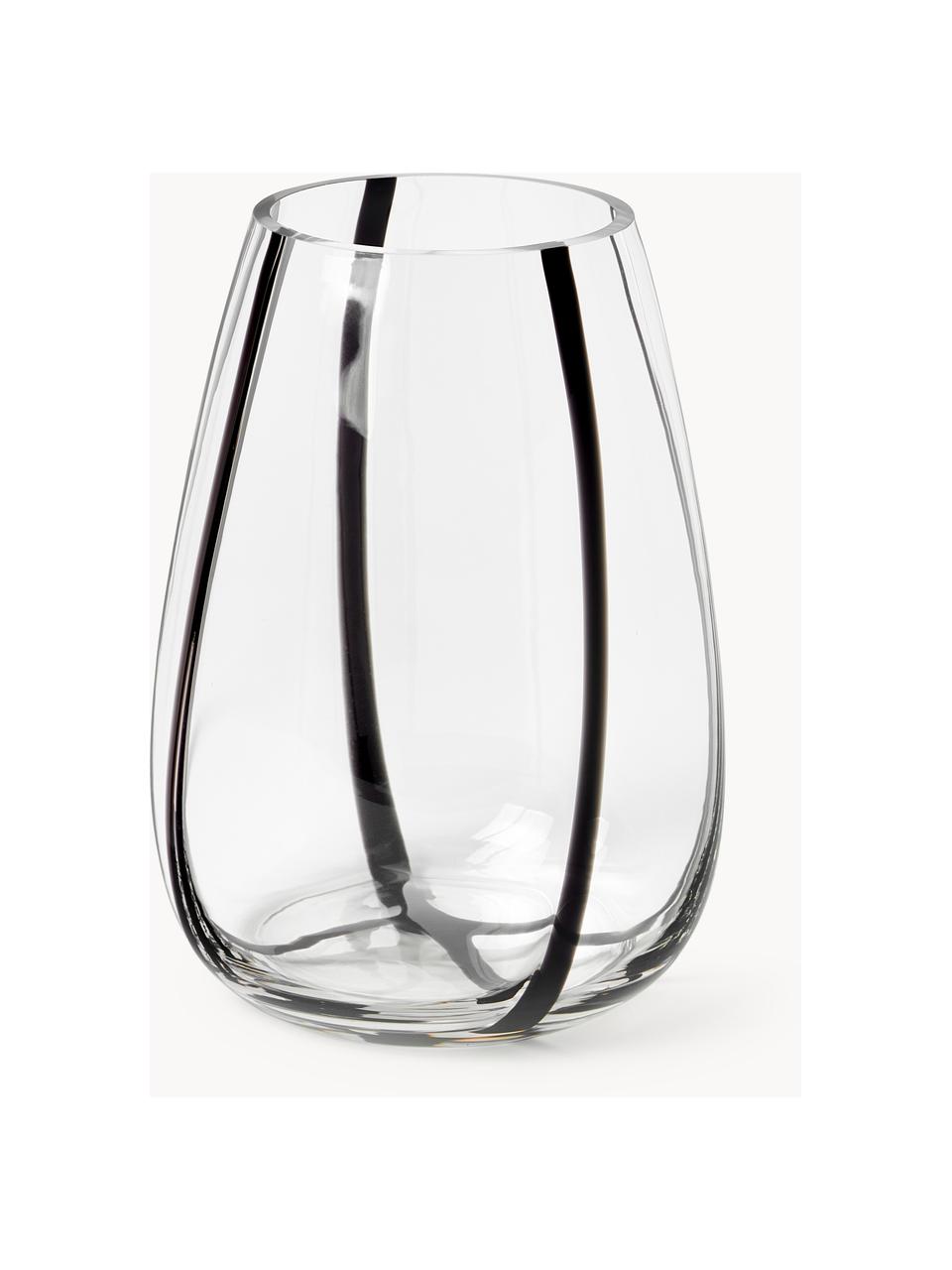 Vase en verre Kira, haut. 26 cm, Verre sodo-calcique, Transparent, noir, Ø 19 x haut. 26 cm