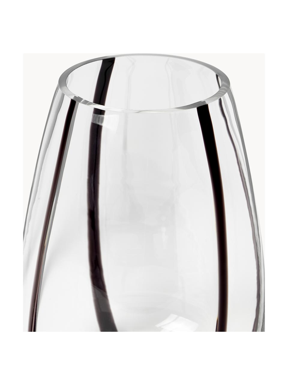 Glas-Vase Kira, H 26 cm, Kalknatronglas, Transparent, Schwarz, Ø 19 x H 26 cm