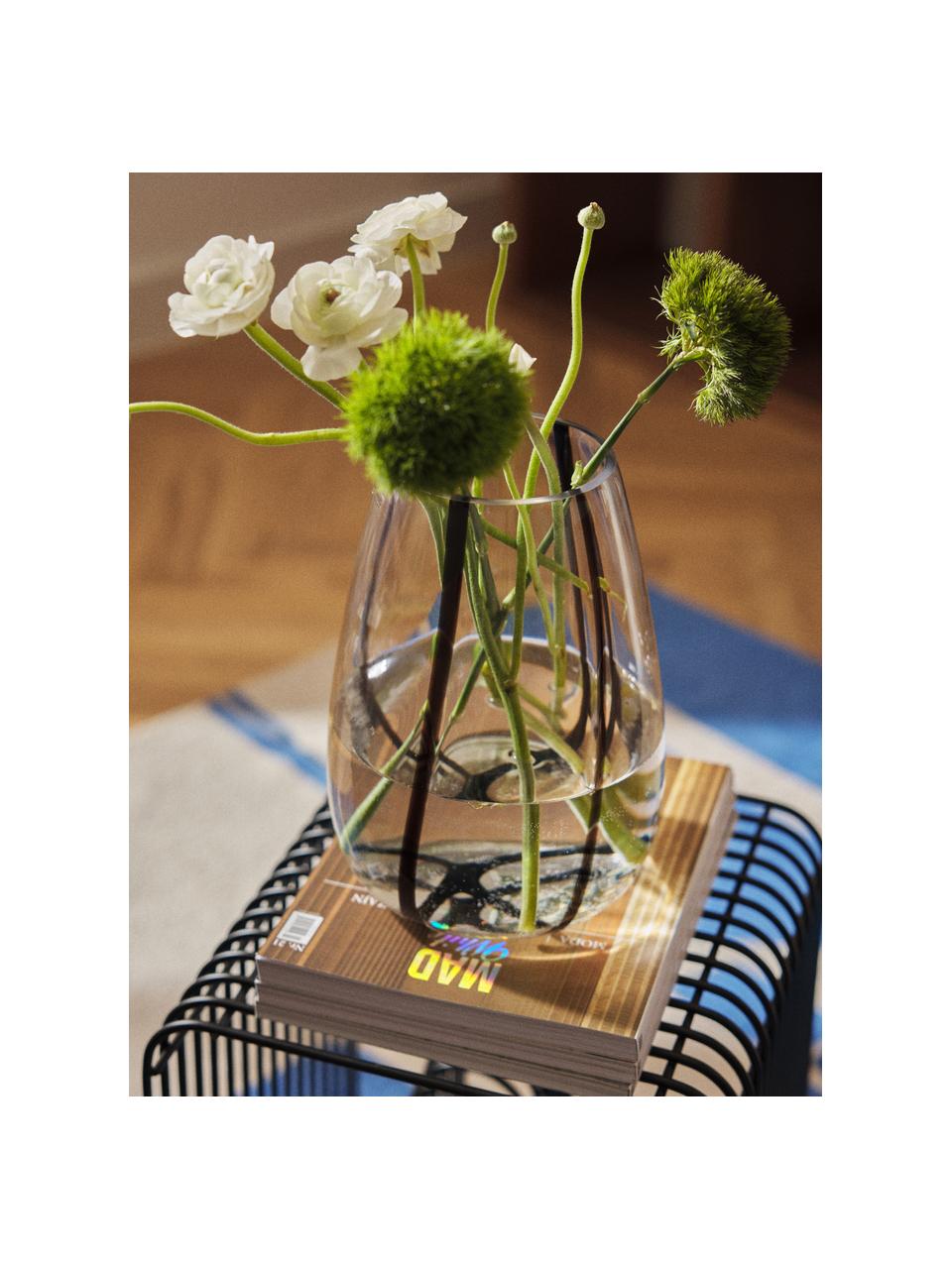 Skleněná váza Kira, V 26 cm, Sklo, Transparentní, černá, Š 19 cm, V 26 cm