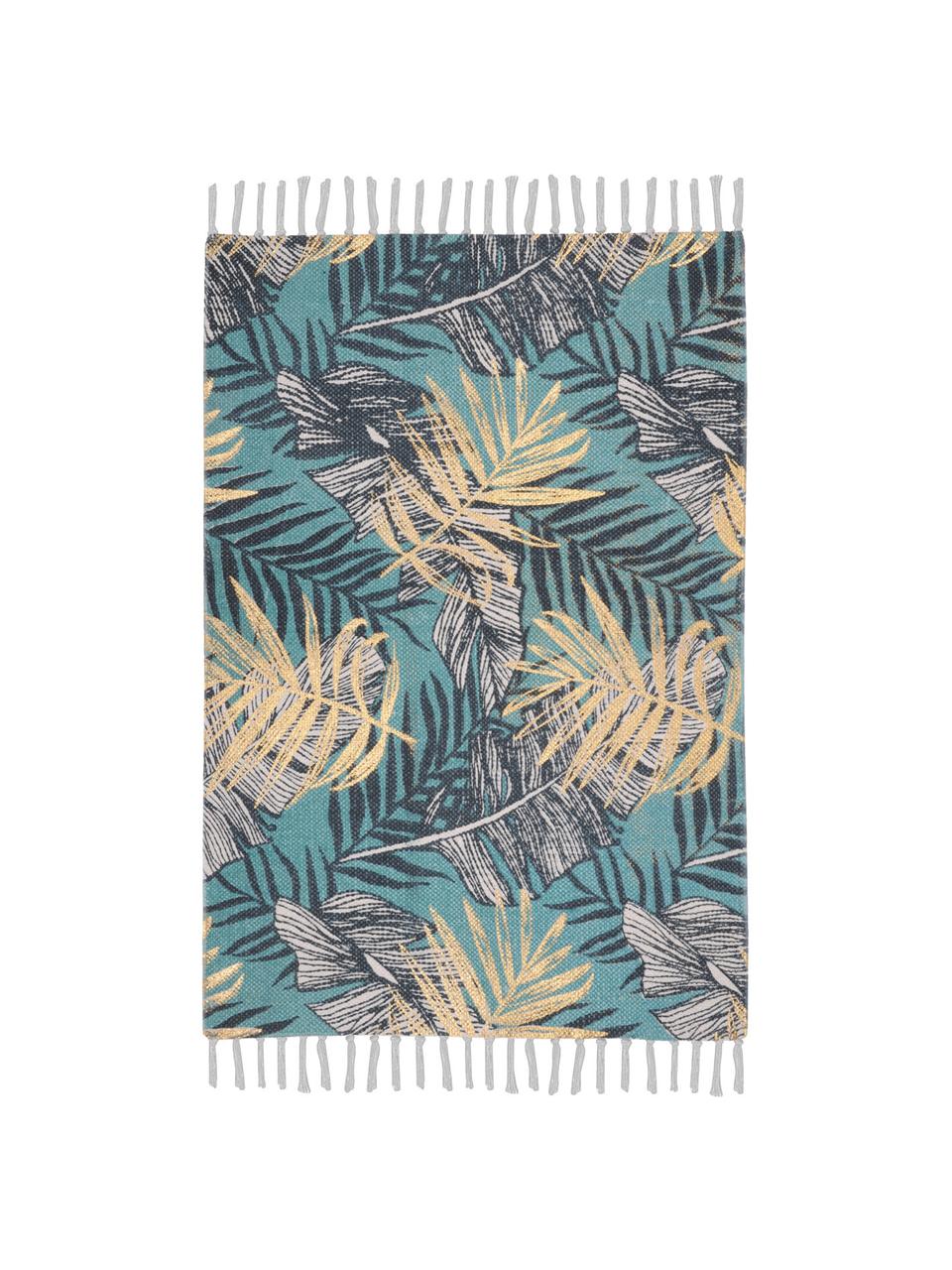 Tapis à imprimé tropical Longbeach, Tons bleus, beige