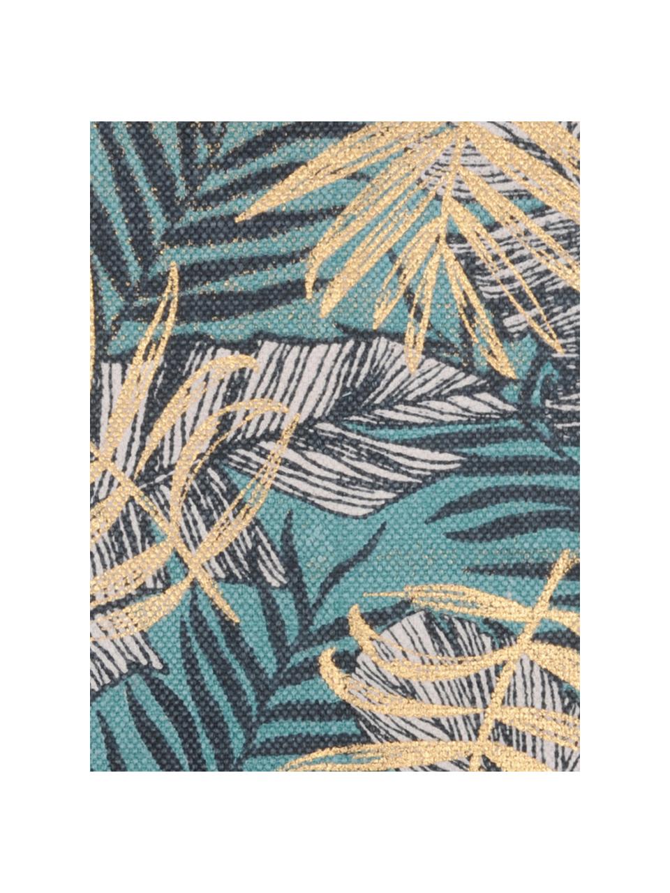 Vloerkleed Longbeach met tropische print, 100% katoen, Blauwtinten, beige, B 60 x L 90 cm (maat XXS)