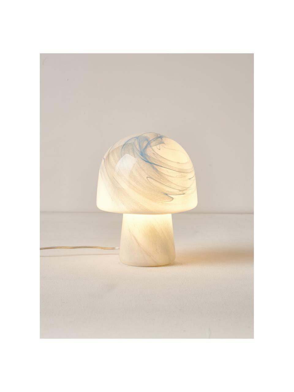 Kleine tafellamp Talia in marmerlook, Lamp: glas, Marmerlook lichtblauw, Ø 20 x H 26 cm
