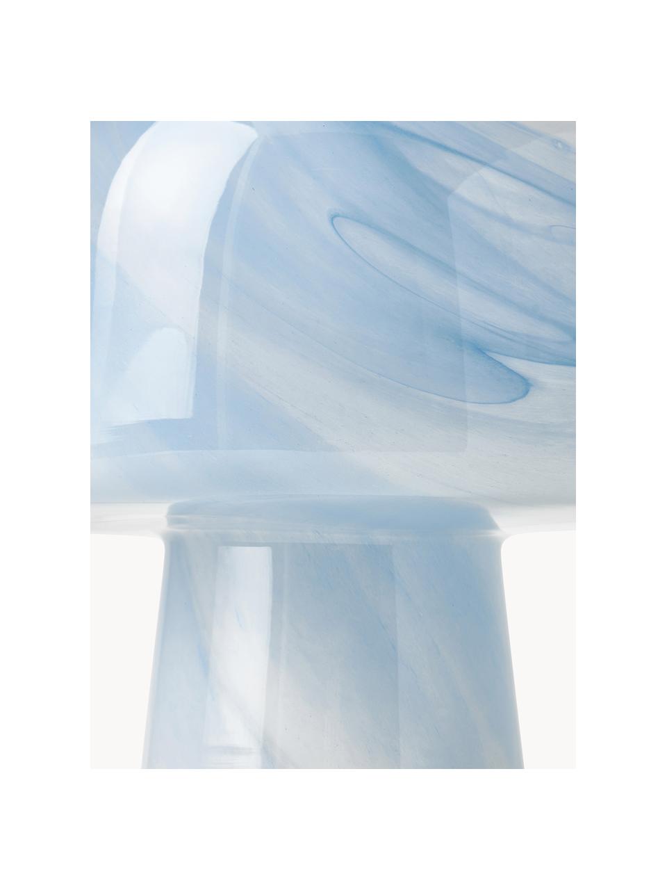 Kleine tafellamp Talia in marmerlook, Lamp: glas, Marmerlook lichtblauw, Ø 20 x H 26 cm