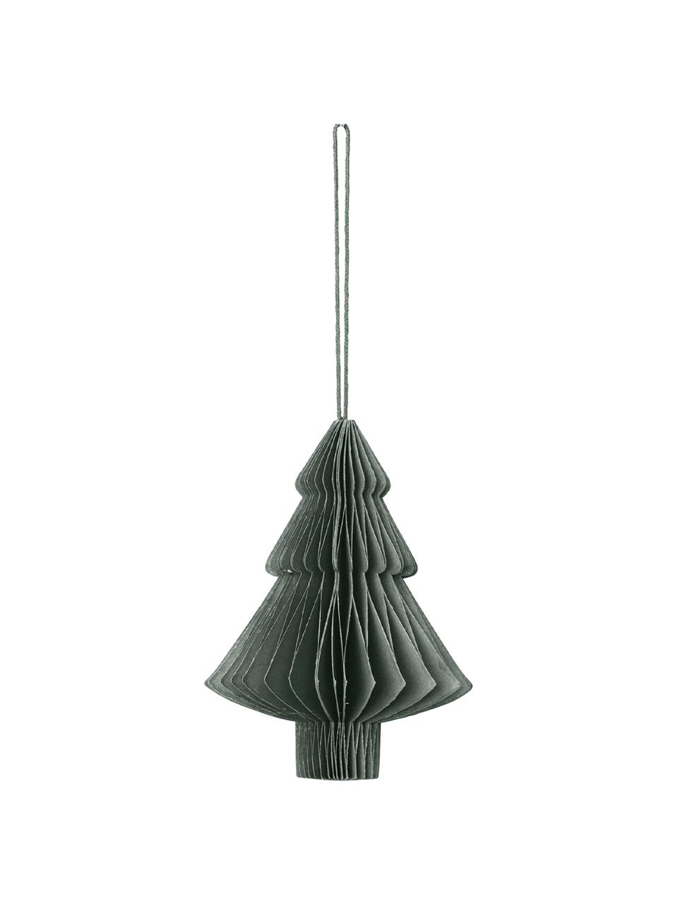 Set 4 ciondoli albero di Natale Viola, alt.10 cm, Carta, Verde scuro, Ø 9 x Alt. 10 cm