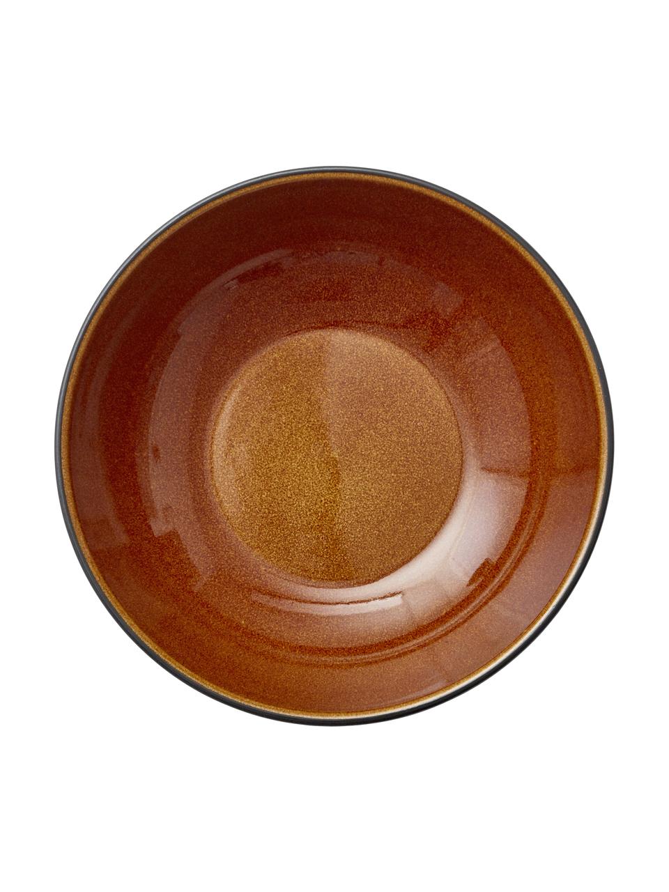 Platos hondos con esmalte reactivo Gastro, 6 uds., Cerámica de gres, Negro, marrón claro, Ø 20 x Al 6 cm