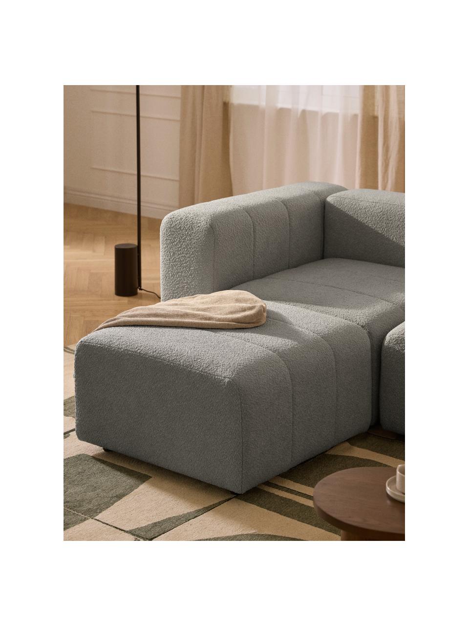 Bouclé-Sofa-Hocker Lena, Bezug: Bouclé (93 % Polyester, 6, Gestell: Buchenholz, Spanplatte, H, Füße: Kunststoff, Bouclé Grau, B 78 x T 75 cm