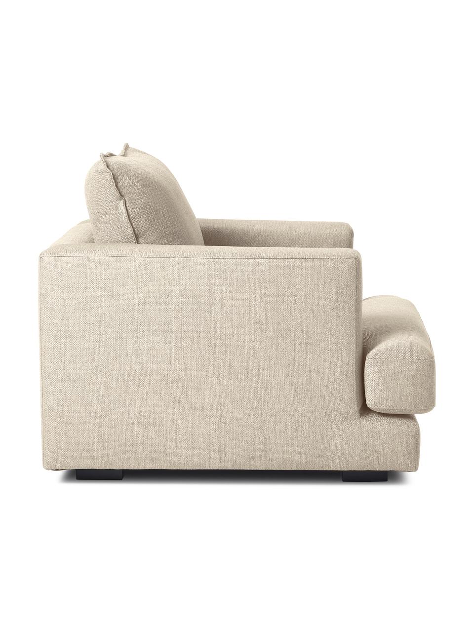 Poltrona Tribeca, Rivestimento: 100% poliestere Il rivest, Struttura: legno di pino massiccio, Gambe: legno massiccio di faggio, Tessuto beige scuro, Larg. 110 x Prof. 96 cm