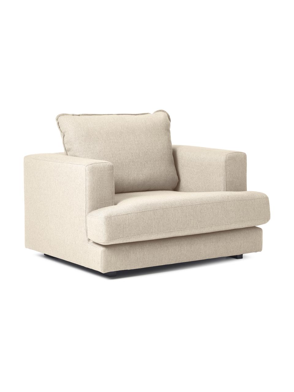 Poltrona Tribeca, Rivestimento: 100% poliestere Il rivest, Struttura: legno di pino massiccio, Gambe: legno massiccio di faggio, Tessuto beige scuro, Larg. 110 x Prof. 96 cm