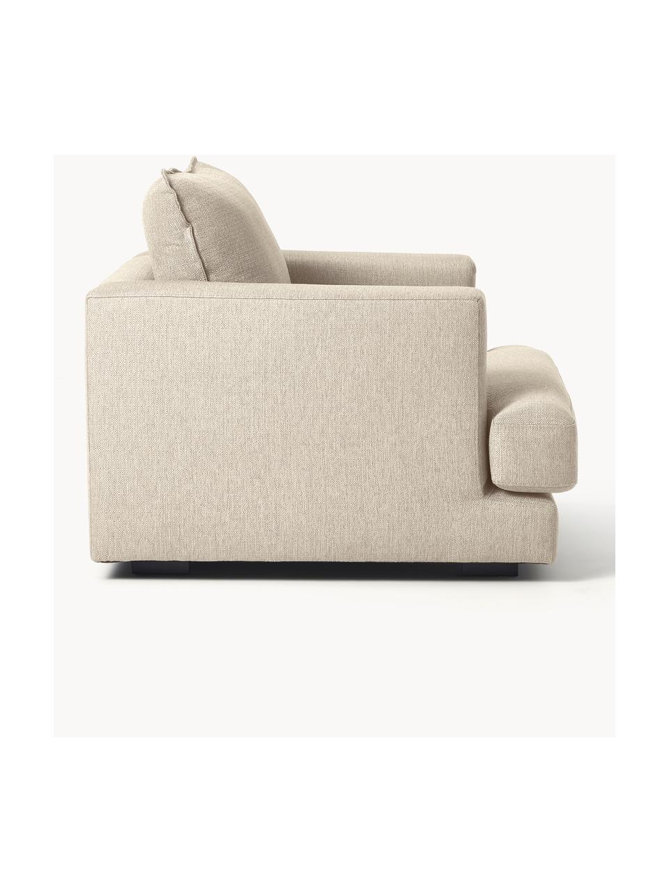 Fauteuil Tribeca, Bekleding: 100% polyester Met 23.000, Frame: massief grenenhout, Poten: massief gelakt beukenhout, Geweven stof beige, B 110 x H 96 cm