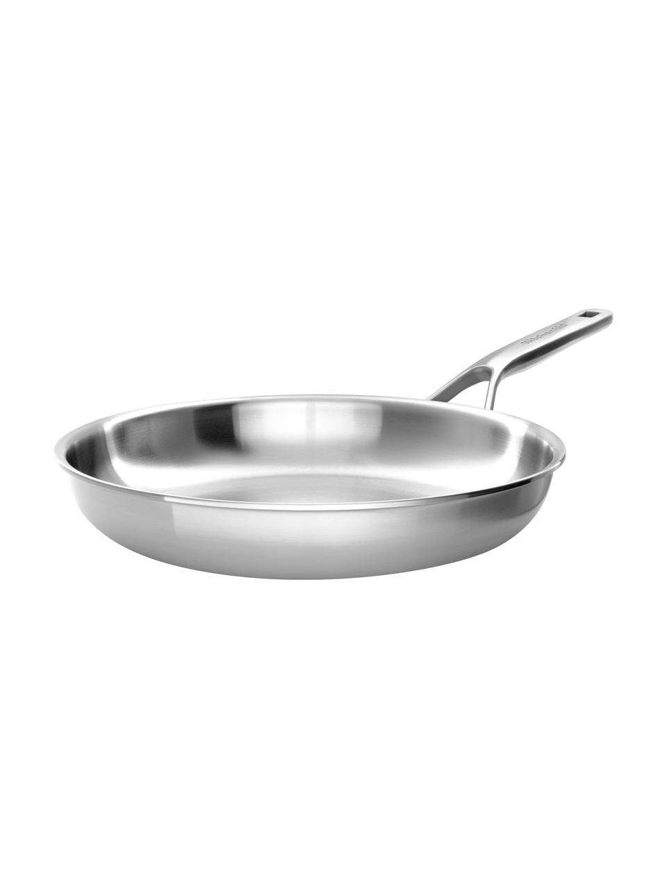 Braadpannenset KitchenAid met 3 lagen bodem, set van 2, Gecoat roestvrij staal, Zilverkleurig, Ø20 cm, Ø 28cm