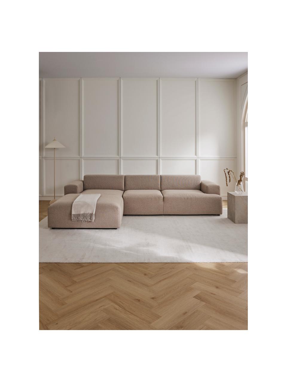 Sofá rinconera Melva (4 plazas), Tapizado: 100% poliéster Alta resis, Estructura: madera de pino maciza, ce, Patas: plástico, Tejido gris pardo, An 319 x F 196 cm, chaise longue izquierda
