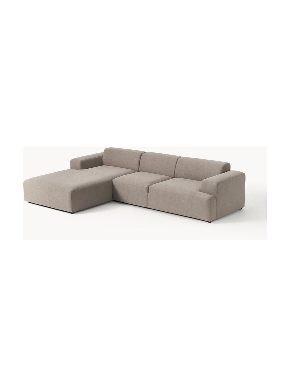 Sofá rinconera Melva (4 plazas), Tapizado: 100% poliéster Alta resis, Estructura: madera de pino maciza, ce, Patas: plástico Este producto es, Tejido gris pardo, An 319 x F 195 cm, chaise longue izquierda