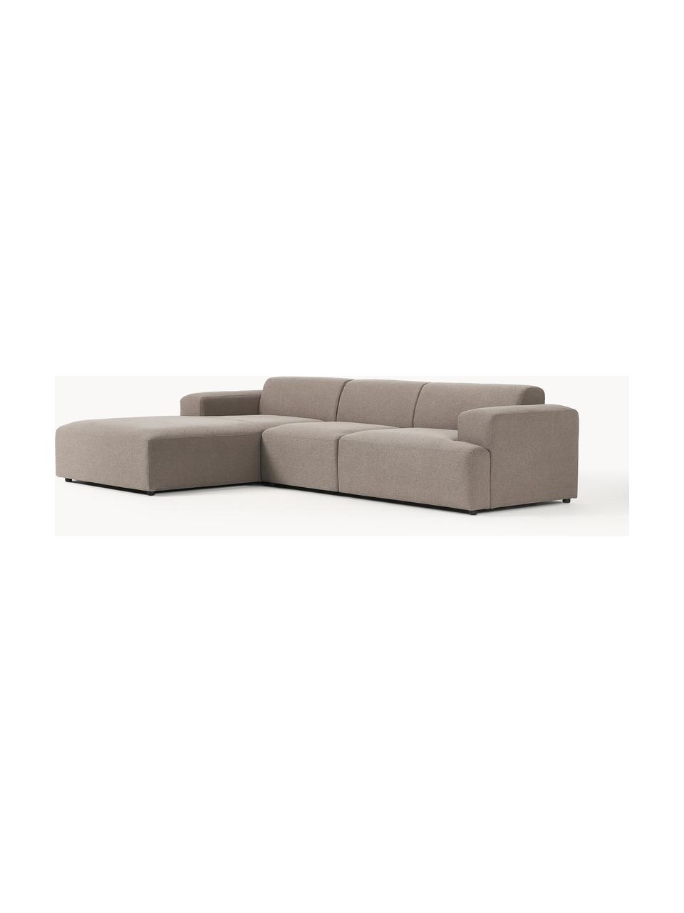 Ecksofa Melva (4-Sitzer), Bezug: 100% Polyester Der hochwe, Gestell: Massives Kiefernholz, Spa, Webstoff Taupe, B 319 x T 195 cm, Eckteil links