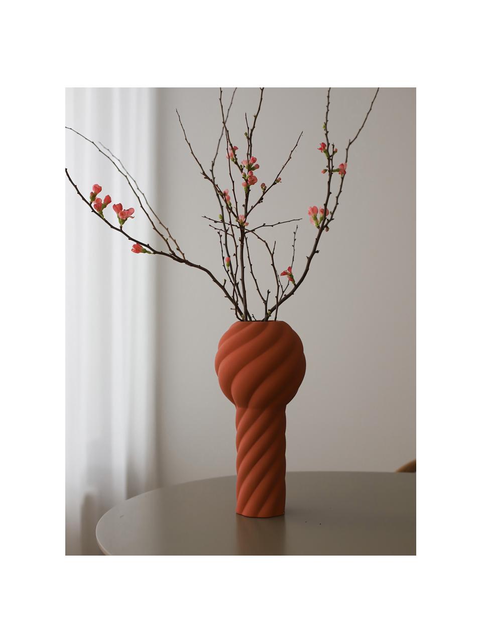 Handbemalte Keramik-Vase Twist Pillar, H 34 cm, Keramik, Terrakotta, Ø 16 x H 34 cm