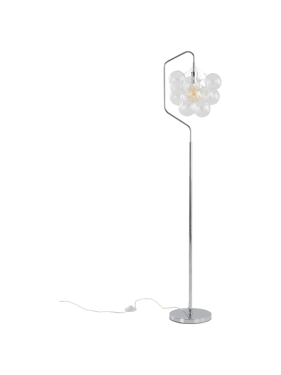 Stehlampe Colossos mit Glaskugeln, Lampenfuß: Metall, Silberfarben, Transparent, Ø 34 x H 165 cm