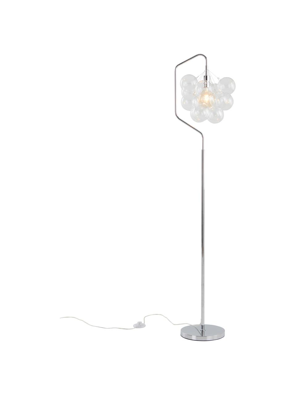 Stehlampe Colossos mit Glaskugeln, Lampenfuß: Metall, Silberfarben, Transparent, Ø 34 x H 165 cm
