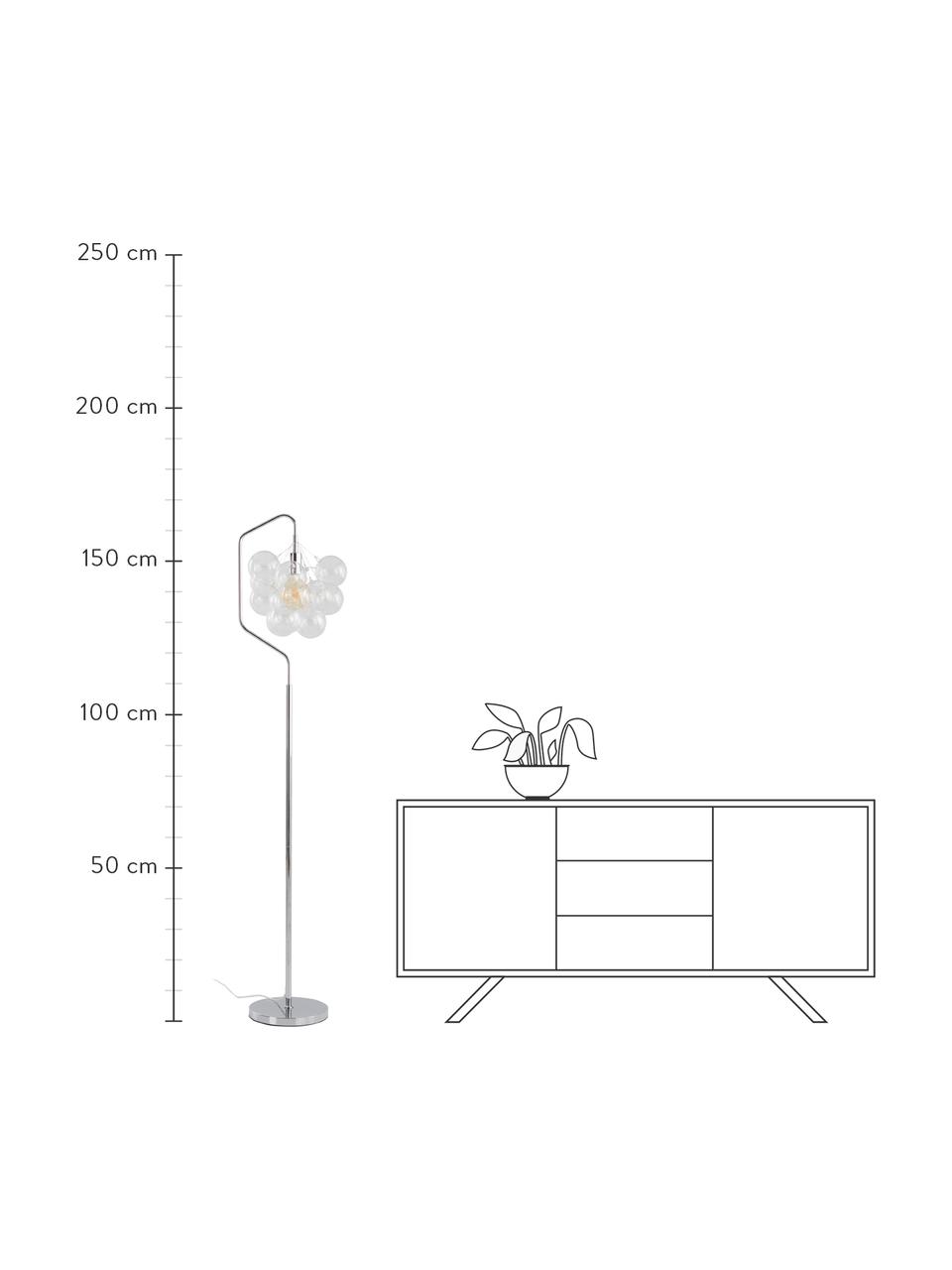 Lampa podłogowa z kloszem ze szkła Colossos, Odcienie srebrnego, transparentny, Ø 34 x W 165 cm