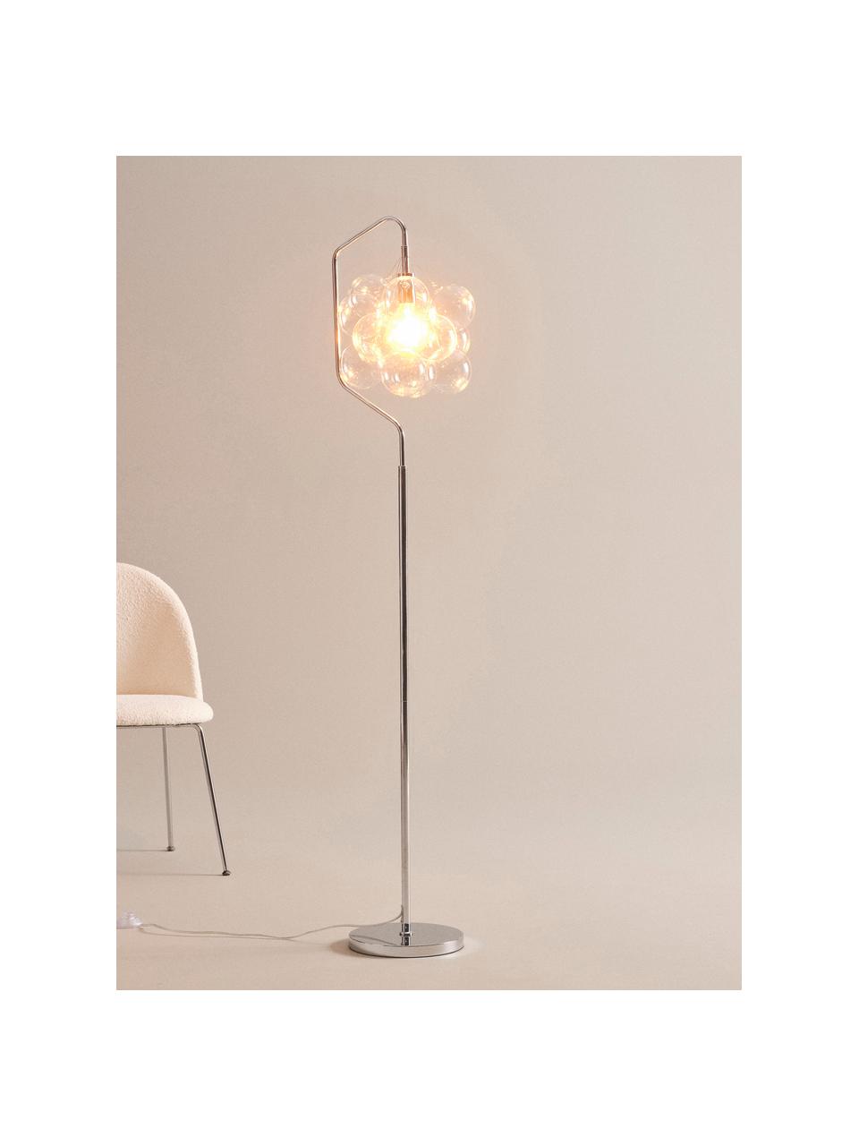Lámpara de pie Colossos, Cable: plástico, Plateado, transparente, Ø 34 x Al 165 cm