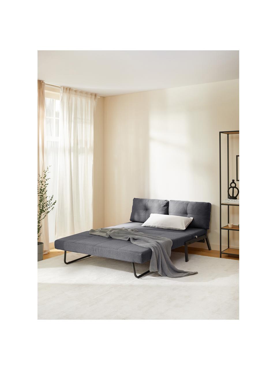 Divano letto in tessuto grigio scuro Edward, Rivestimento: 100% poliestere 40.000 ci, Tessuto grigio scuro, Larg. 152 x Prof. 96 cm