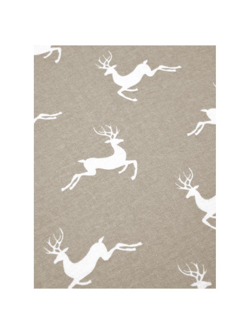 Flanell-Bettdeckenbezug Rudolph mit Rentieren, Webart: Flanell Flanell ist ein s, Beige, Weiss, 160 x 210 cm