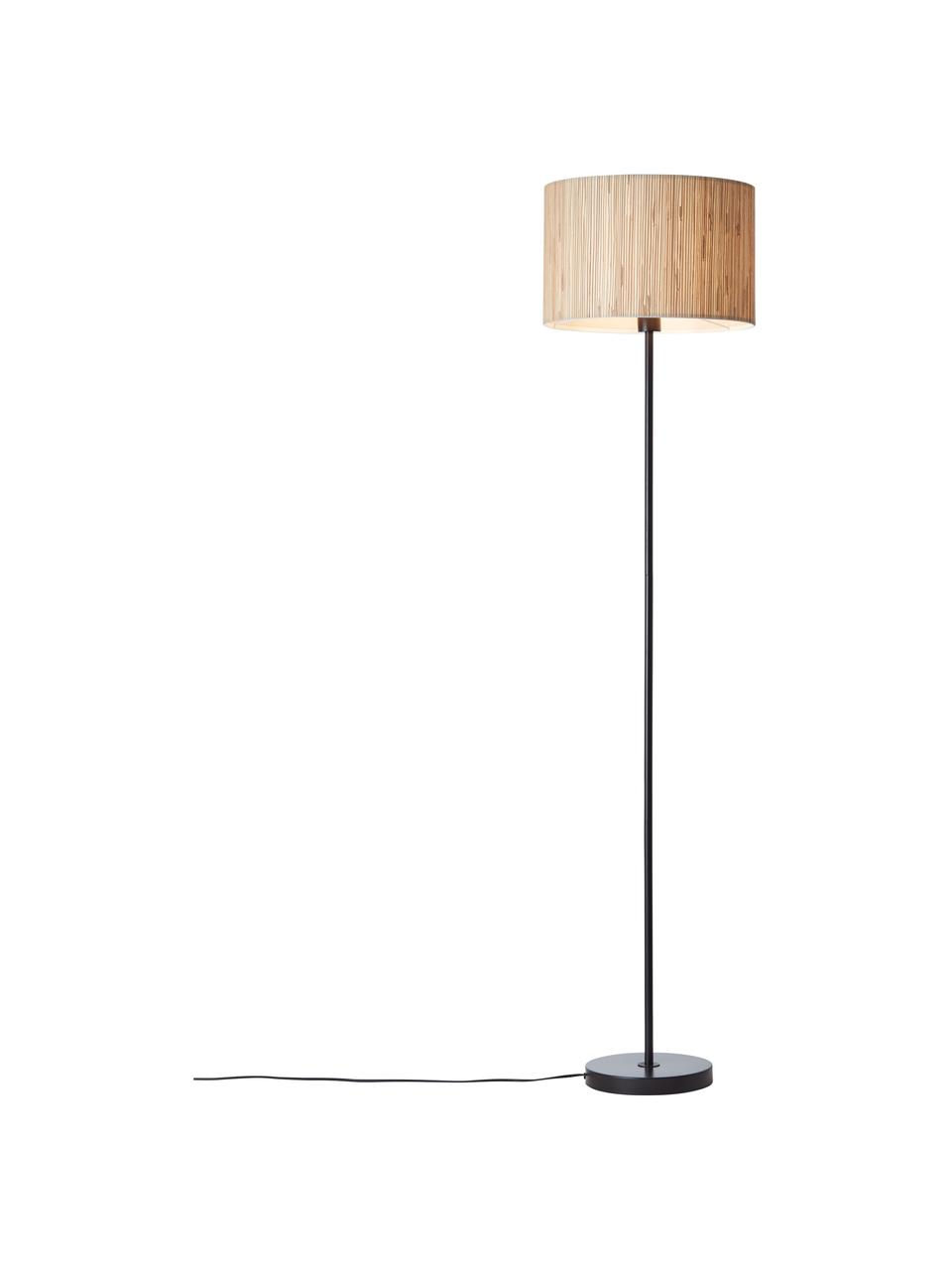 Lámpara de pie de seegras Wimea, Pantalla: seegras, Cable: plástico, Beige, negro, Ø 38 x Al 162 cm