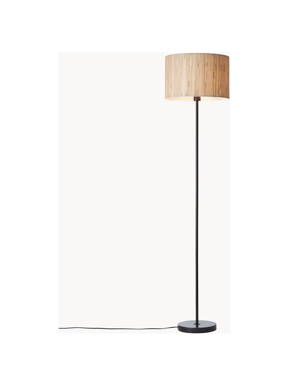 Lampada da terra in fibra naturale Wimea, Paralume: alghe, Beige chiaro, nero, Alt. 162 cm