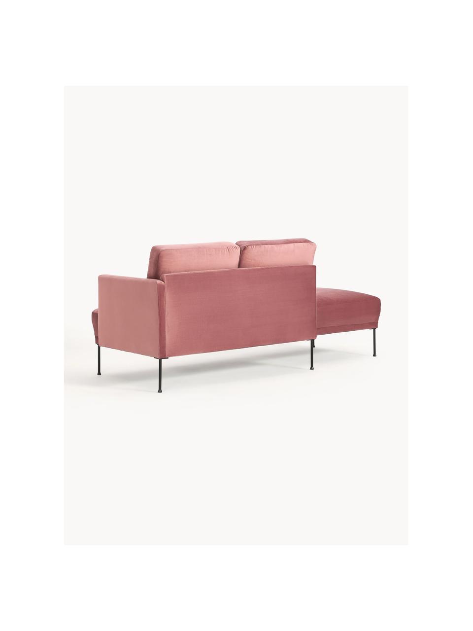 Diván de terciopelo Fluente, Tapizado: terciopelo (poliéster de , Estructura: madera de pino maciza, Patas: metal con pintura en polv, Terciopelo rosa palo, An 202 x F 79 cm, respaldo derecho