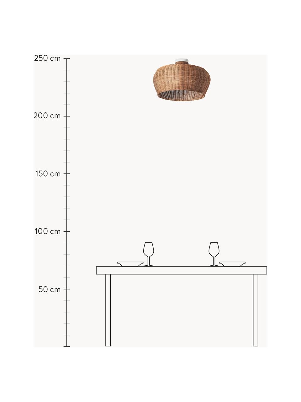 Stropní svítidlo z ratanu Krisa, Kov, ratan, Hnědá, Š 50 cm, V 32 cm