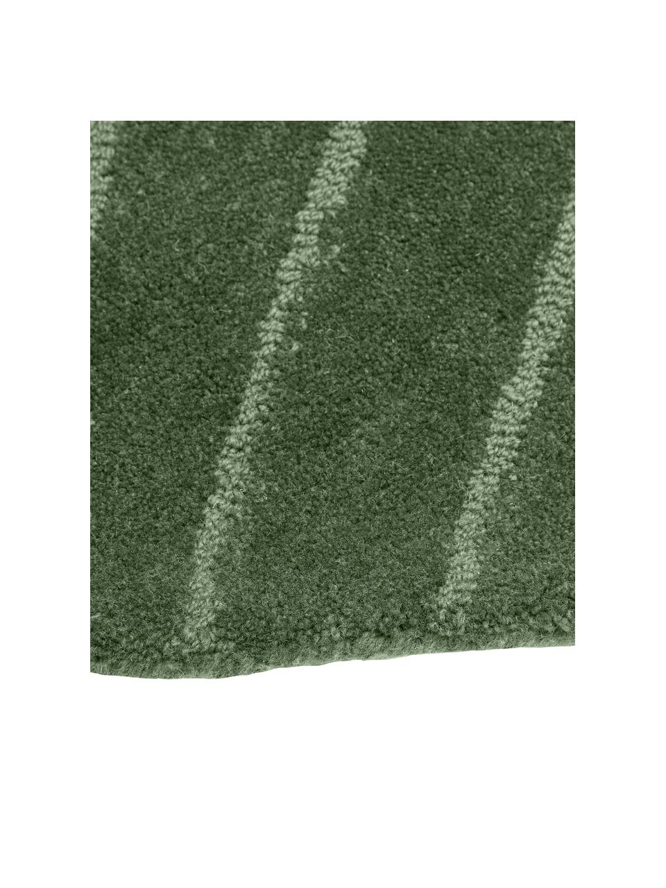 Okrúhly ručne tuftovaný vlnený koberec Aaron, Tmavozelená, Ø 120 cm (veľkosť S)
