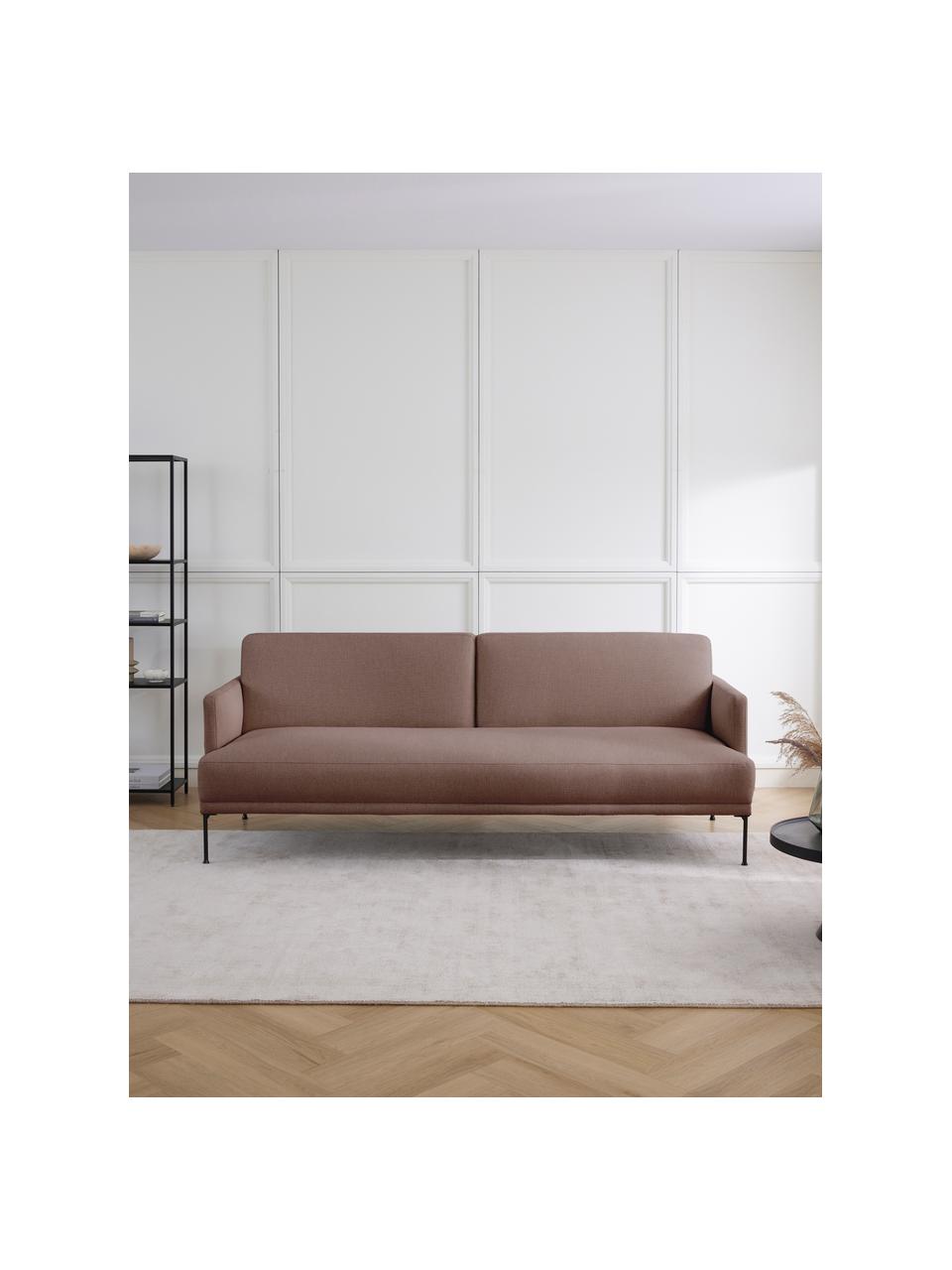 Slaapbank Fluente (3-zits), Bekleding: 100% polyester De slijtva, Frame: massief grenenhout, FSC-g, Poten: gepoedercoat metaal, Geweven stof nougat, B 220 x D 88 cm