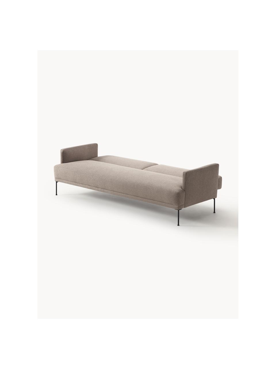 Divano letto 3 posti Fluente, Rivestimento: 100% poliestere Con 115.0, Struttura: legno di pino massiccio, Piedini: metallo verniciato a polv, Tessuto taupe, Larg. 220 x Prof. 88 cm