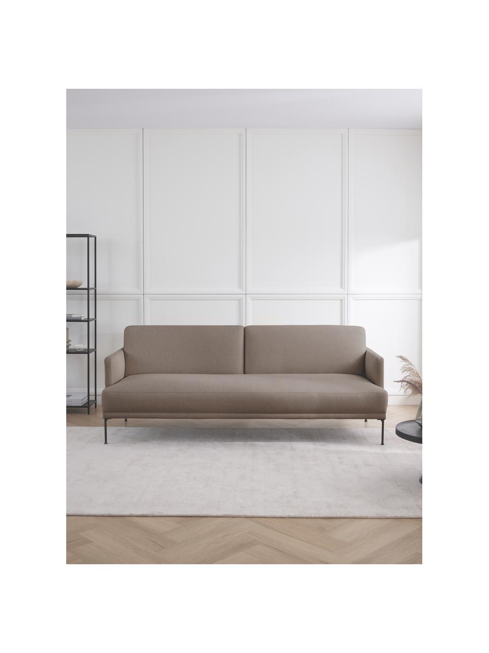 Divano letto 3 posti Fluente, Rivestimento: 100% poliestere Con 115.0, Struttura: legno di pino massiccio, Piedini: metallo verniciato a polv, Tessuto taupe, Larg. 220 x Prof. 88 cm