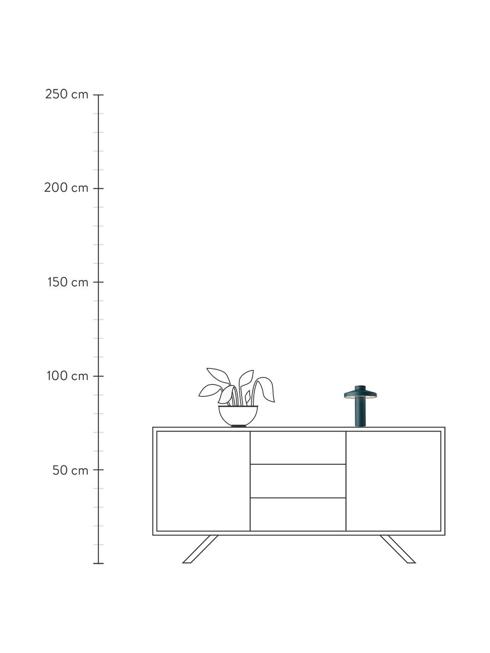 Malé přenosné exteriérové LED svítidlo Turn, stmívatelné, Petrolejová, Ø 18 cm, V 22 cm