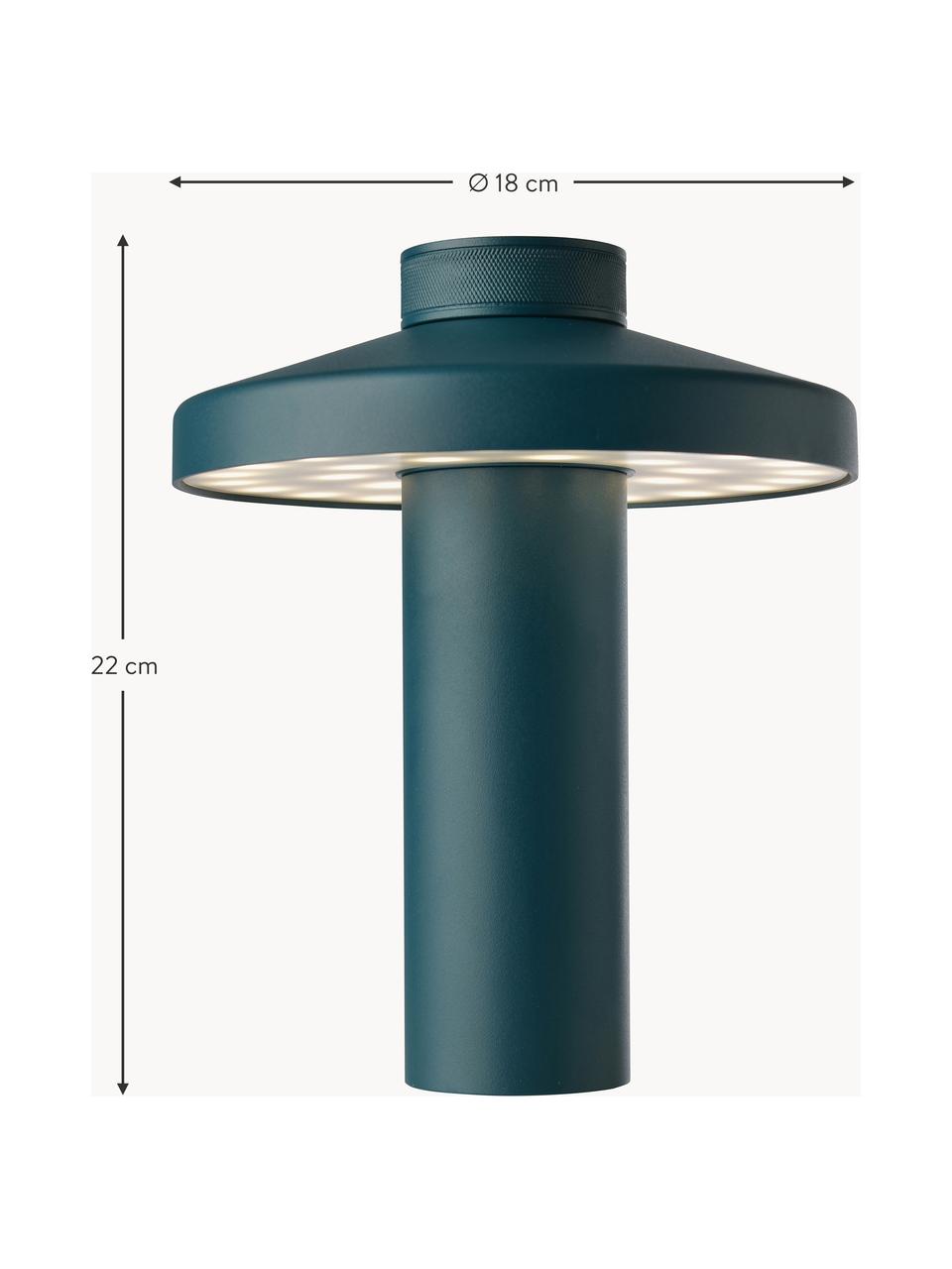 Lampada da tavolo piccola a LED con luce regolabile Turn, Petrolio, Ø 18 x Alt. 22 cm