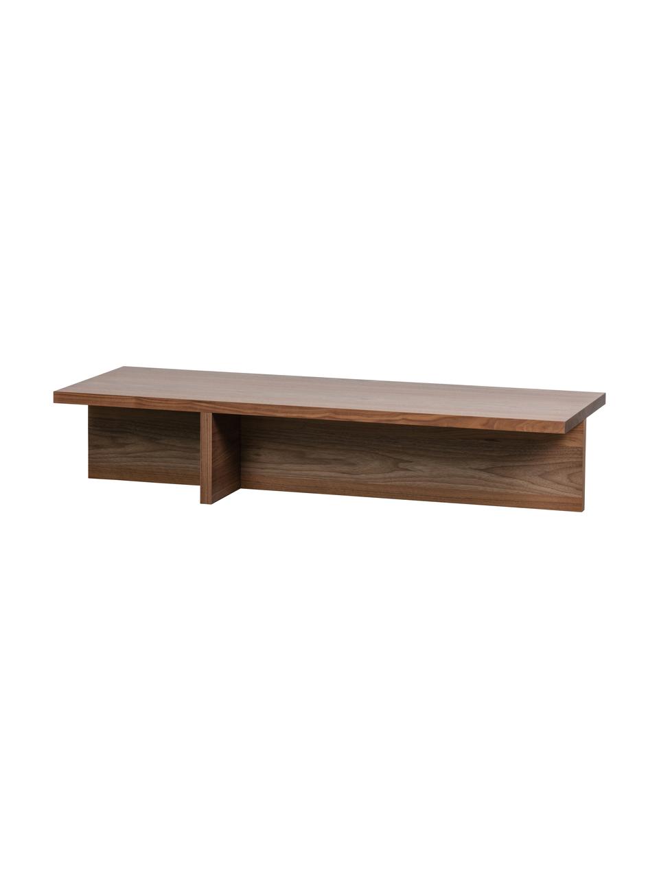 Modern salontafel Angle met walnoothoutfineer, MDF met walnootfoutfineer, Bruin, 135 x 27 cm