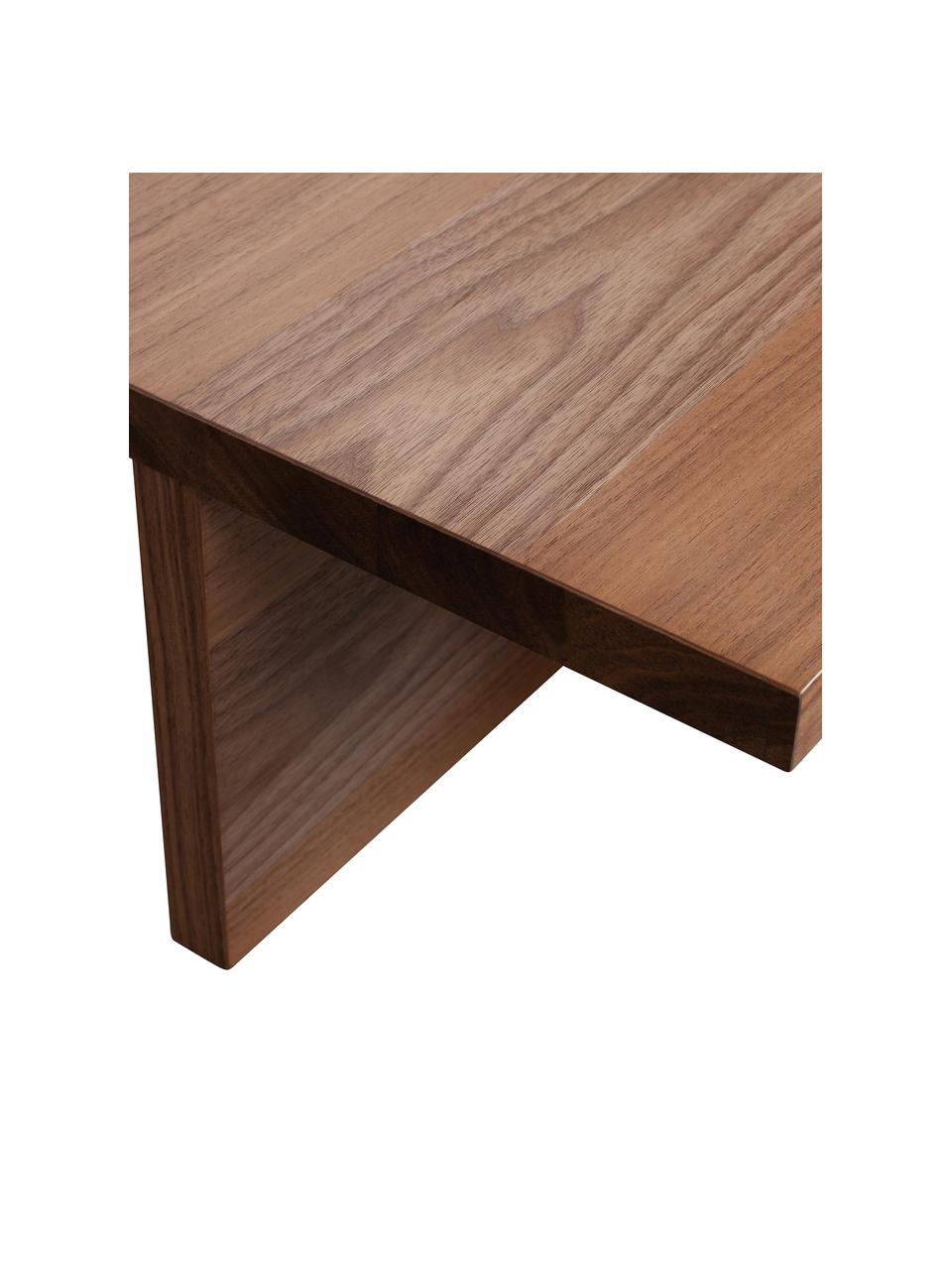 Modern salontafel Angle met walnoothoutfineer, MDF met walnootfoutfineer, Bruin, 135 x 27 cm