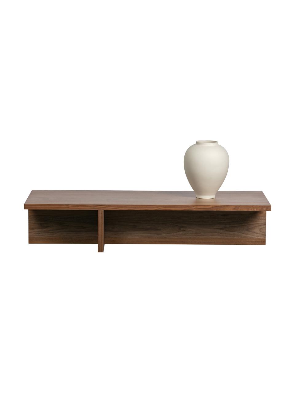 Modern salontafel Angle met walnoothoutfineer, MDF met walnootfoutfineer, Bruin, 135 x 27 cm