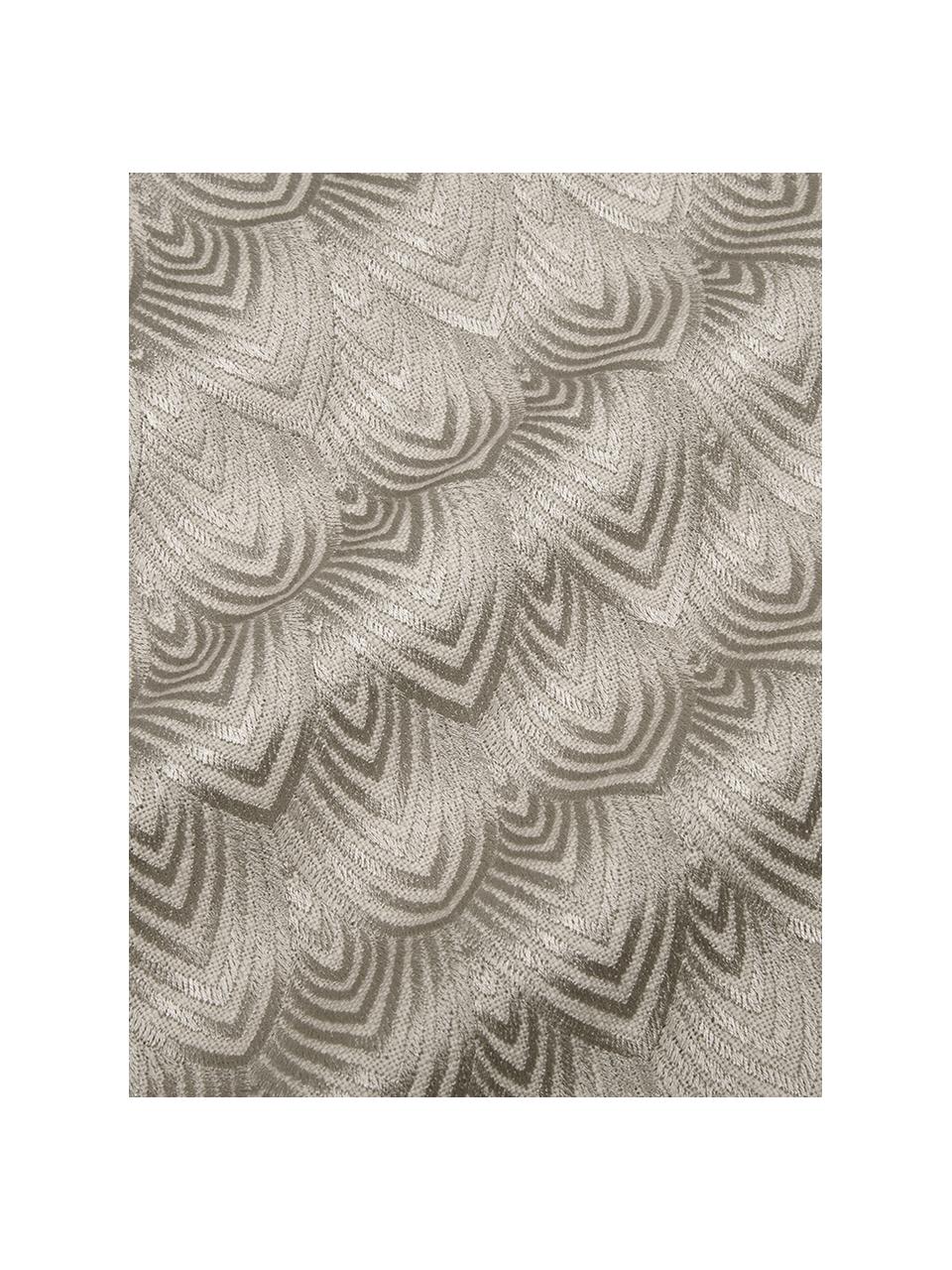 Geborduurde kussenhoes Giselle, 100% katoen, Taupe-grijs, 45 x 45 cm