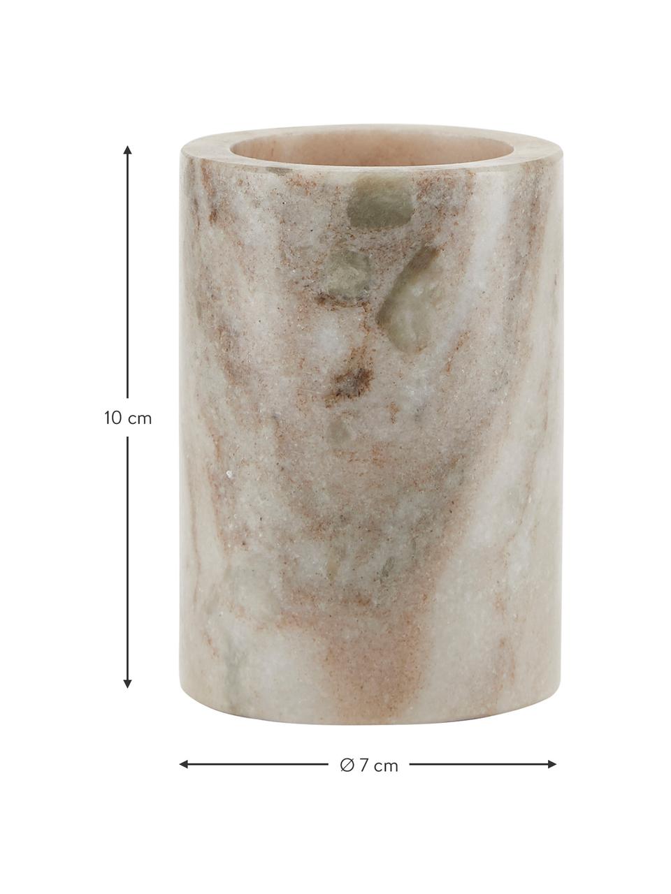 Vaso cepillo de dientes de mármol Jona, Mármol, Beige, negro, Ø 7 x Al 10 cm