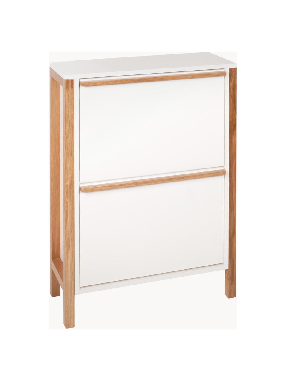 Scarpiera con ripiani pieghevoli Northgate, Bianco, legno di quercia, Larg. 65 x Alt. 93 cm