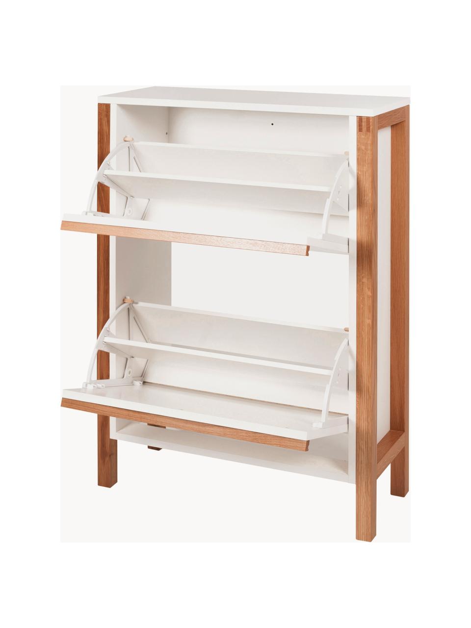 Zapatero Northgate, puertas plegables, Estructura: tablero de fibras de dens, Blanco, roble, An 65 x Al 93 cm