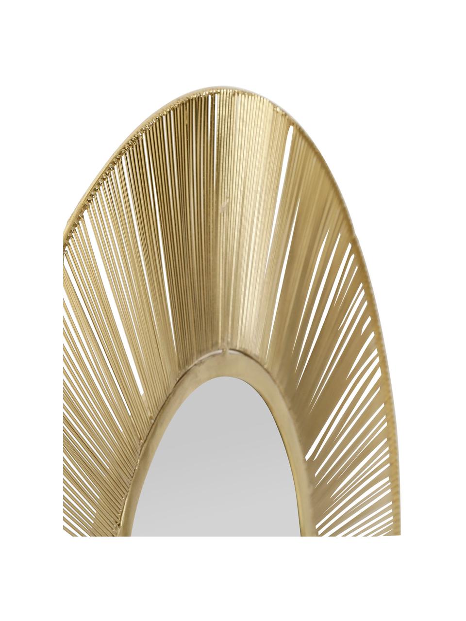 Specchio rotondo da parete con struttura in metallo dorato Senna, Cornice: metallo rivestito, Superficie dello specchio: lastra di vetro, Dorato, Ø 51 x Prof. 2 cm